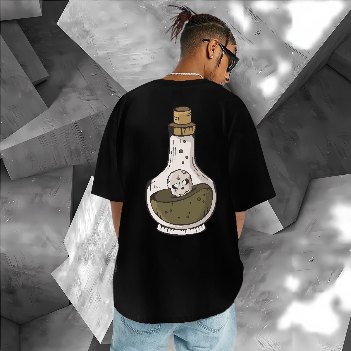 Free Shipping T shirt 230g 100% Cotton skull High Street Hip Hop Tops Shirt Short Sleeve Soft Classic Men Clothes T-Shirt Anime Print
