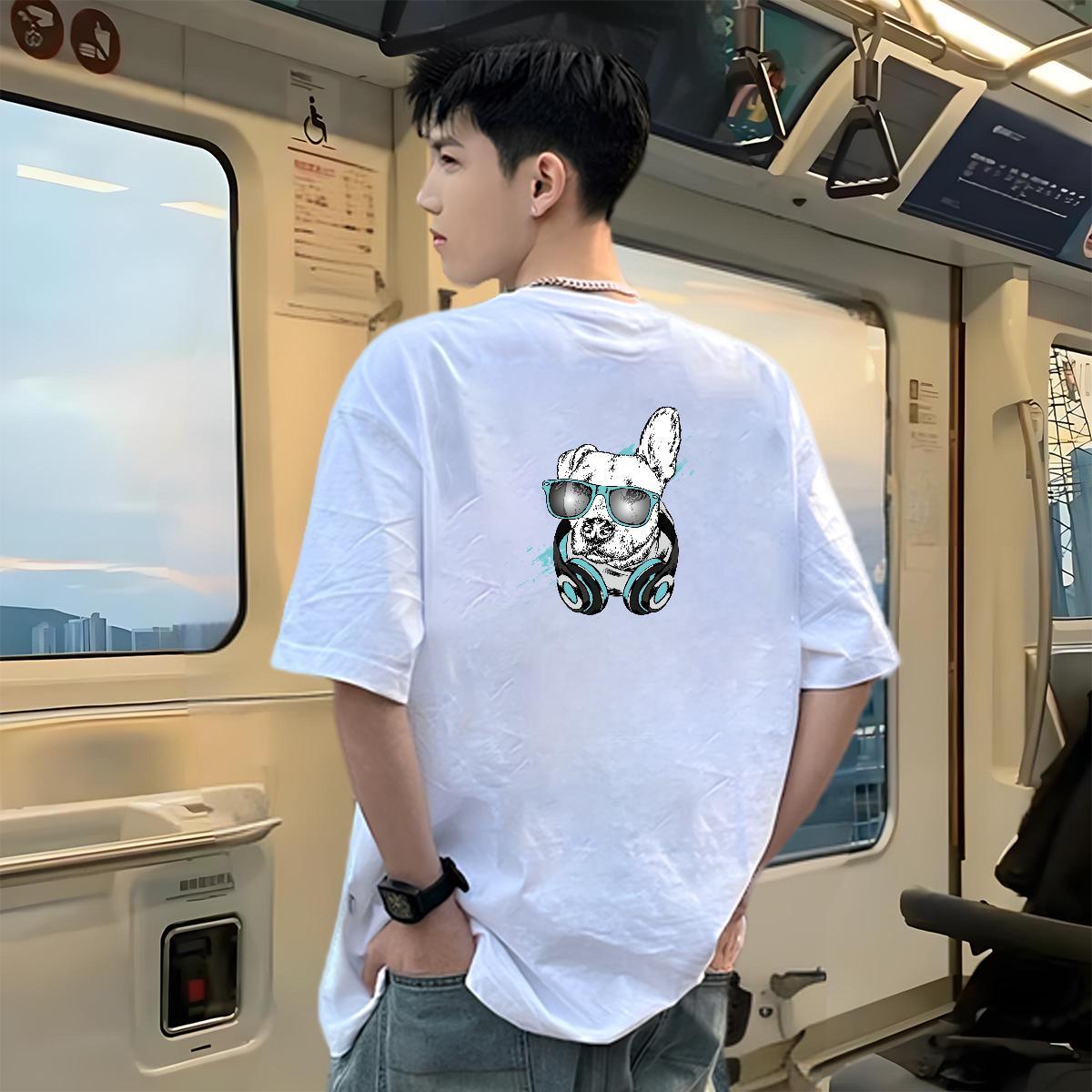 Designer T-Shirts for Men 230g Cotton dog Summer Casual Wear Crew Neck Brand Men Clothes T-Shirt Oversized 4XL