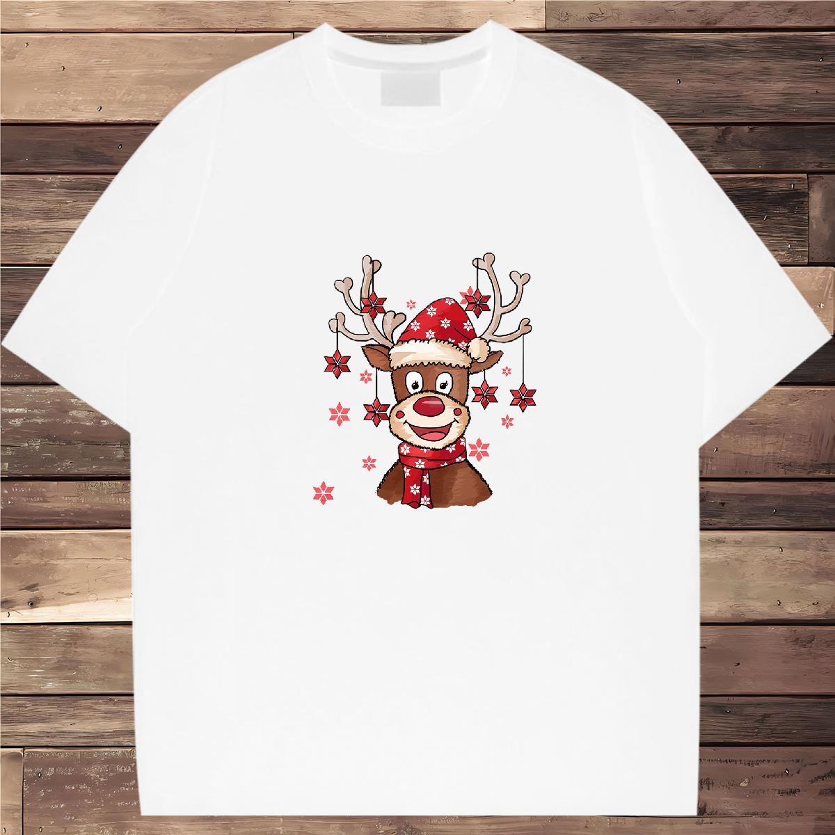 Free Shipping T-Shirts 230g Cotton Christmas Sports Casual Tops Tees Short Sleeve Soft Cool Design Men Tees Cartoon Print