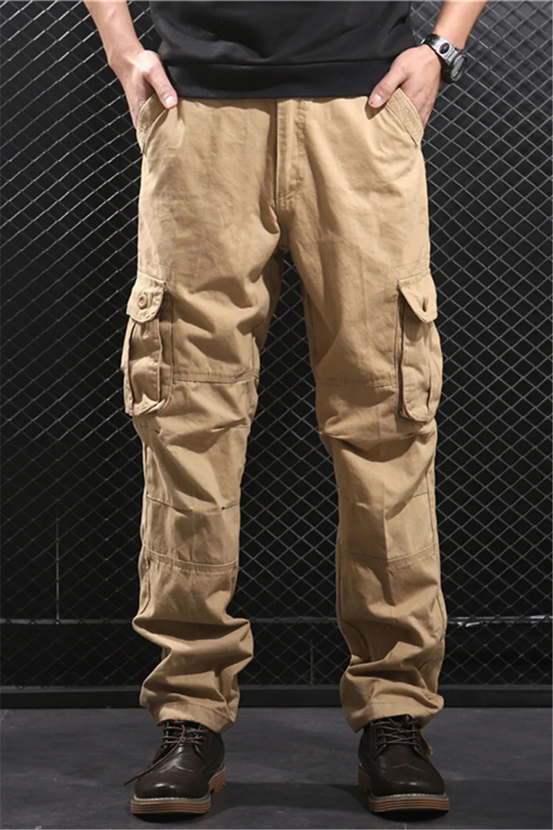 Tactical Pants Men Cargo Casual Sports Cotton Trousers Straight Leg Loose Fit Camo Long 240806