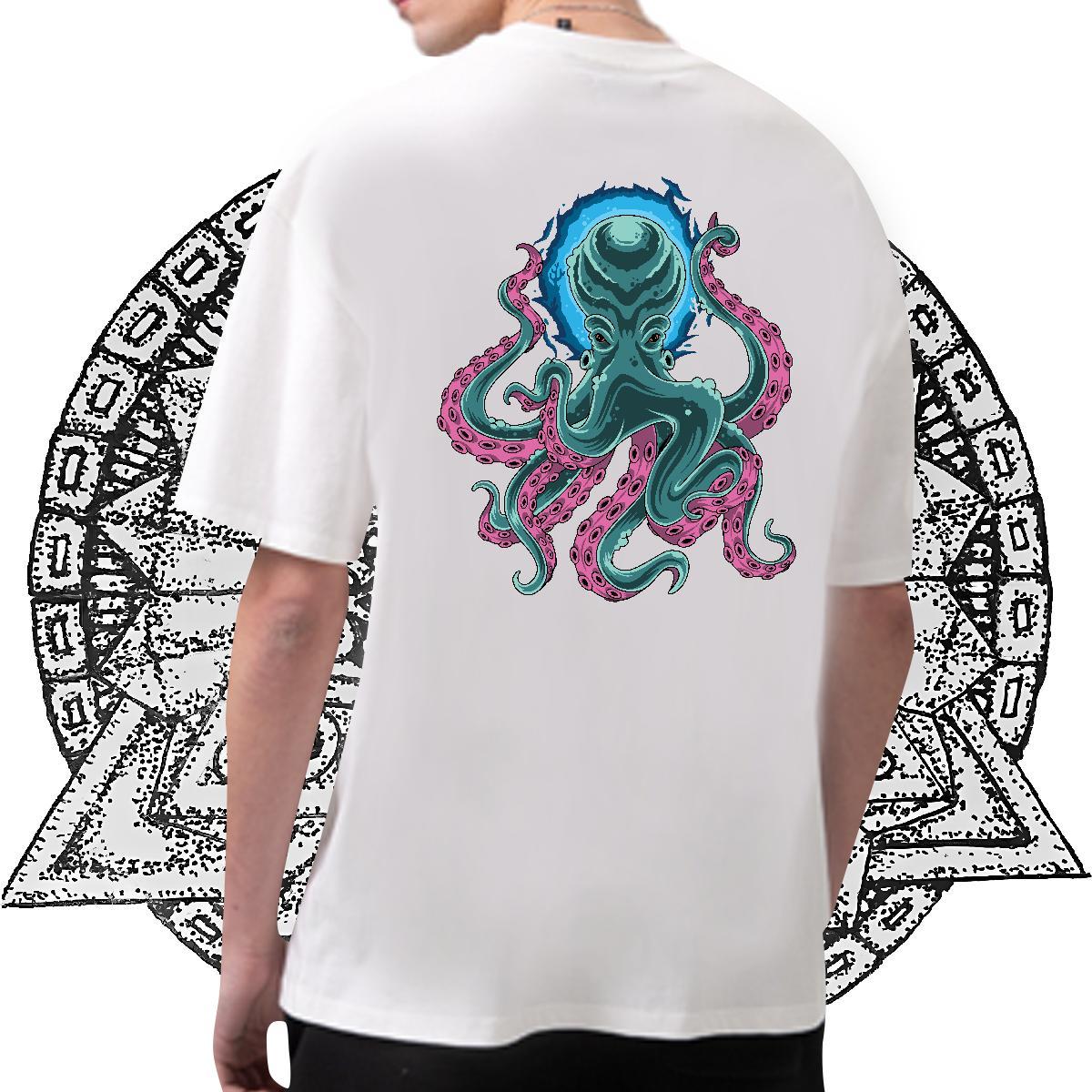 Wholesale Mens T Shirts 100% Cotton 230g octopus Casual Beach Polos Short Sleeve O-Neck Designer Tshirt for Man Woman Graphic