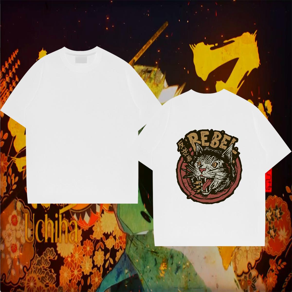 2024 New Mens T Shirts 230g 100% Cotton cat Sport Tshirts Short Sleeve O-Neck Soft Men Clothes T-Shirt Custom Anime