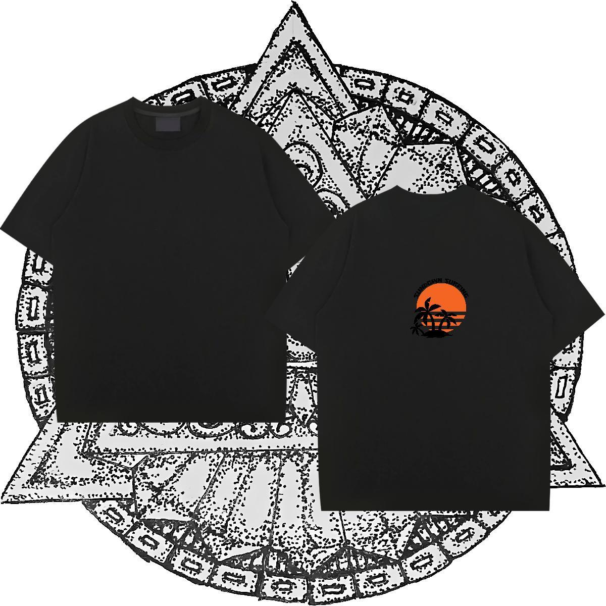 Stylist Mens T Shirts 230g Cotton sun Hip Hop Clothes Crew Neck Designer Mens Tshirts Black Oversized