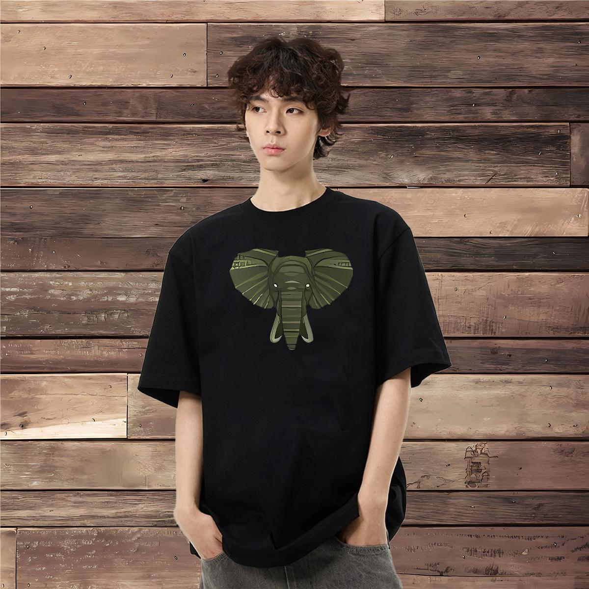 Fashion Man T Shirts 100% Cotton 230g Elephant Casual Tops Shirt Breathable Brand Mens Tshirts Custom Printed