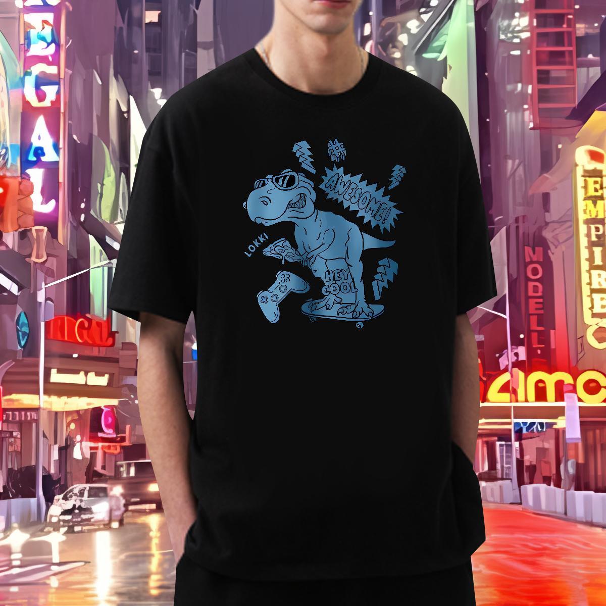 Fashion Design Mens T Shirts 230g 100% Cotton dinosaur Summer Casual Tops Tees Breathable Crew Neck Free Shipping Men Tshirts Skull