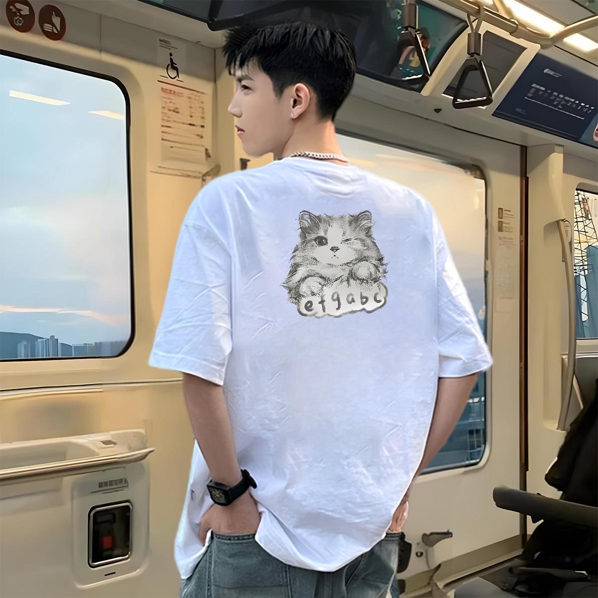 Brand T Shirt For Man 230g Pure Cotton cute Hip Hop Street Tops Crew Neck Wholesale Men Tshirts Custom Print Plus Size