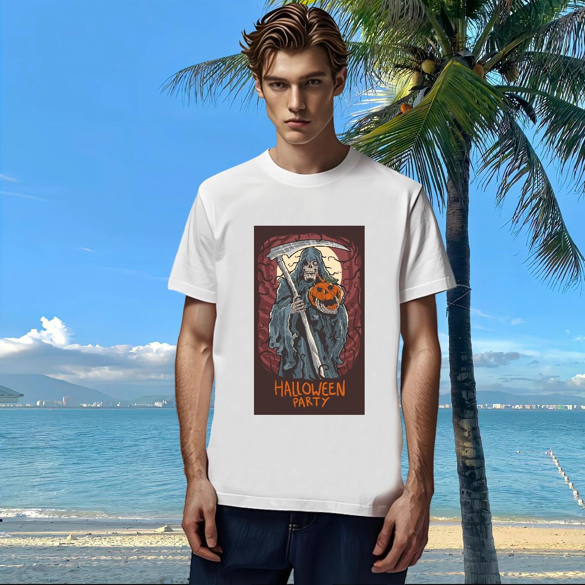 New Arrival Man T Shirts 230g Cotton Halloween Summer Casual Tees Breathable Short Sleeve High Quality Men Clothes T-Shirt Custom Big Size