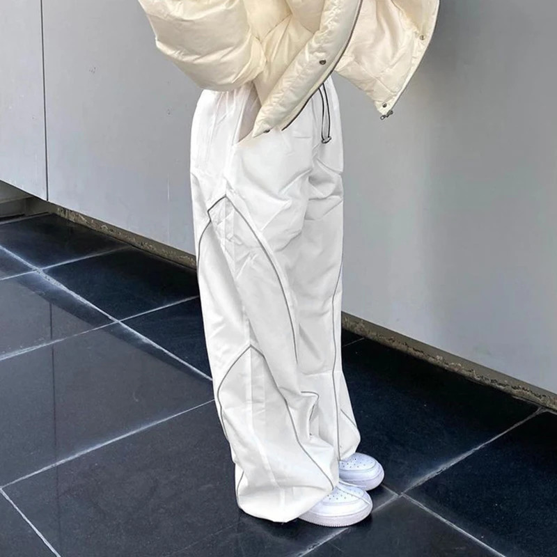 Parachute Cargo Pants Women With Pockets Quick Dry Hiking Pants Lightweight Waterproof Baggy Joggers Loose Wide Leg Pants 240806