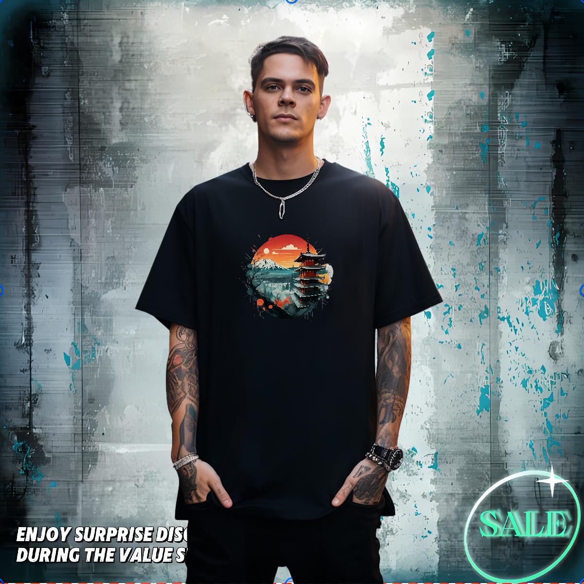 Mens T Shirts 230g Cotton Tower Sport Crew Neck Breathable Oversized Men Clothes T-Shirt Free Shipping Brand Tees