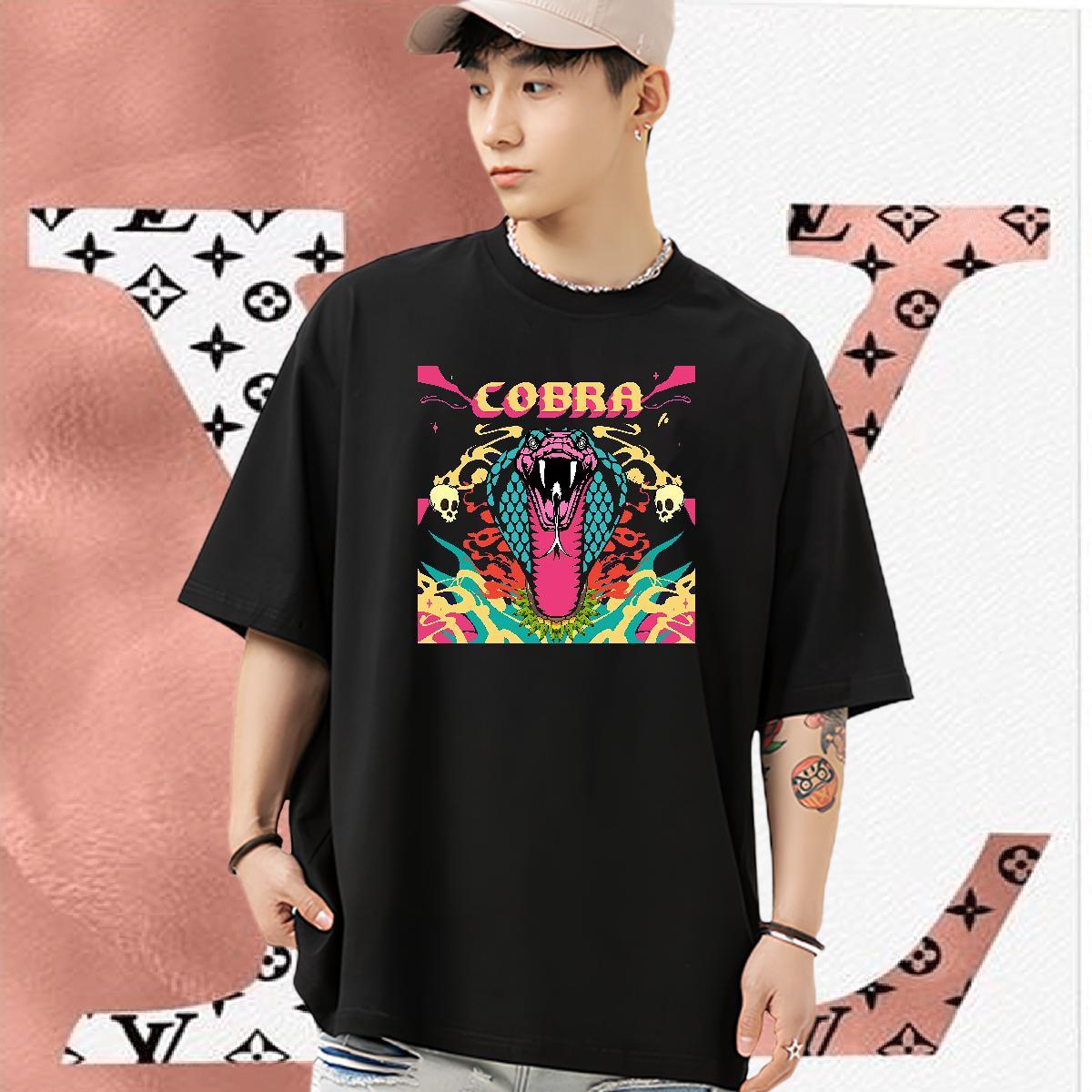 2024 Summer Men T Shirts 230g 100% Cotton skull Casual Tops Tees Short Sleeve Soft Cool Men Tees DIY