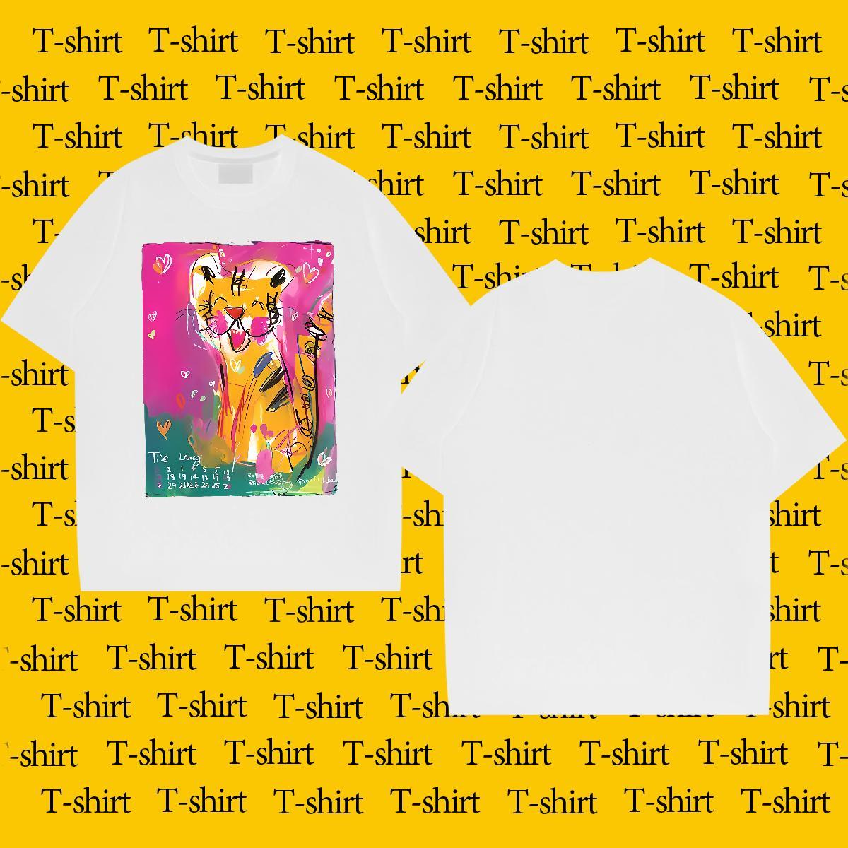 Casual New T shirt 100% Cotton 230g tiger Anime Printing Street Tops Shirt Breathable Short Sleeve Classic Men Clothes T-Shirt Oversized 4XL