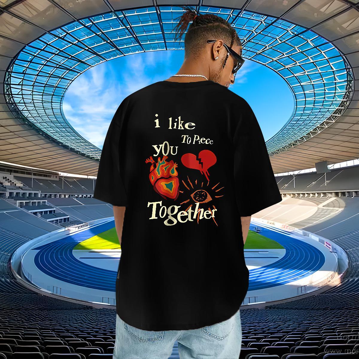 New T Shirt For Man letter Tops 230g 100% Cotton Sport Free Shipping Cartoon Print Crew Neck Tshirt for Man Woman