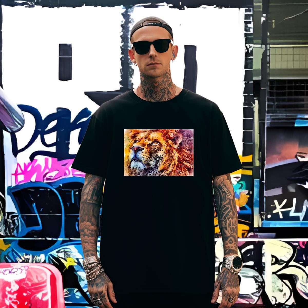 T Shirt For Man 230g Pure Cotton tiger Outdoor Breathable Custom Big Size Men Clothes T-Shirt Factory Direct Loose Fit Tees