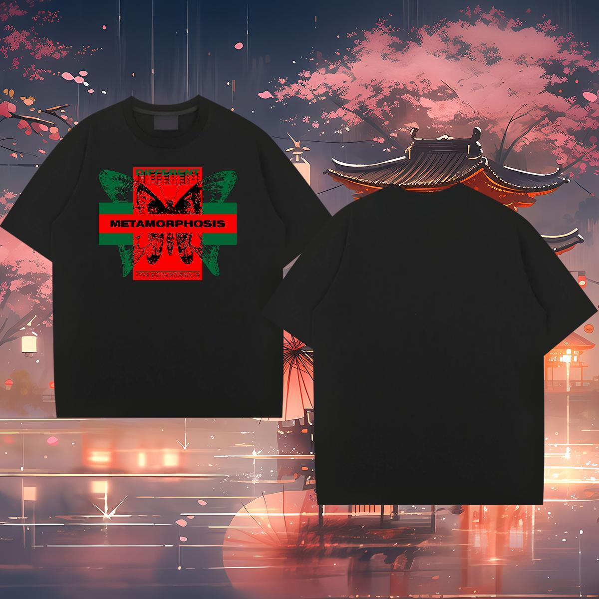 Free Shipping Men T Shirts 230g Cotton Butterfly Outdoor Tees Shirts Breathable Short Sleeve Designer Men Tops Tees White Plus Size