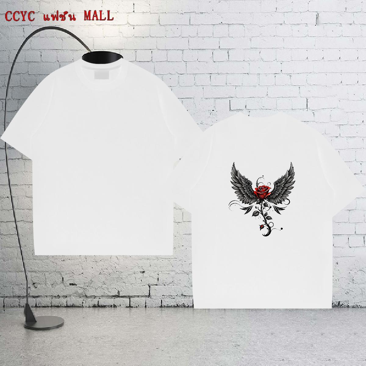 DIY T-Shirts for Men 230g 100% Cotton rose Hip Hop Wear Short Sleeve Soft Cool Men Clothes T-Shirt Skull