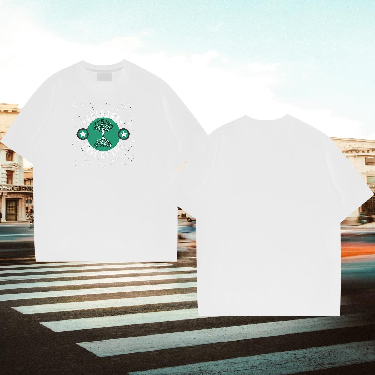 2024 T Shirts Men 230g 100% Cotton tree Street Casual Tops O-Neck Short Sleeve Unisex Men Tees DIY Anime