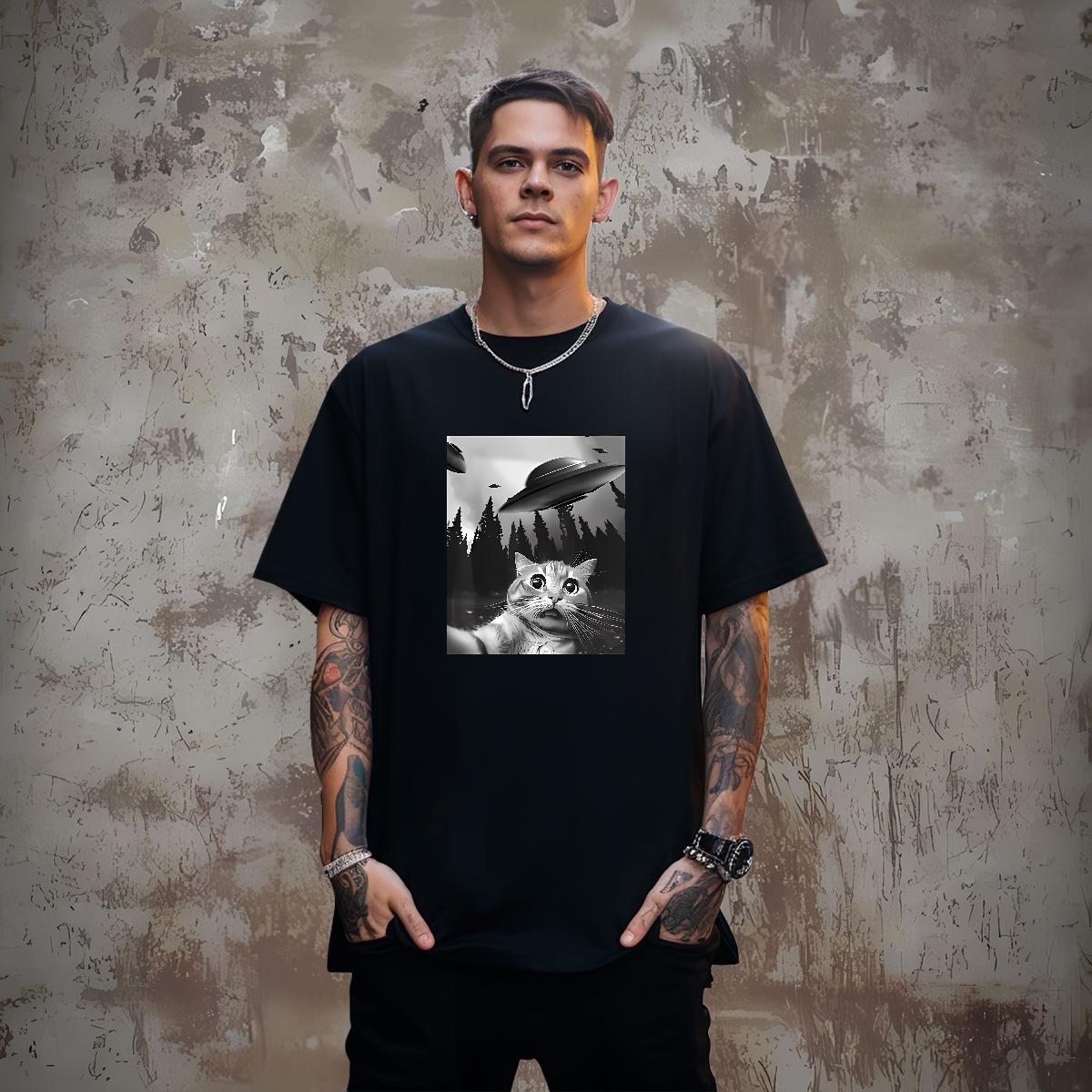 T-Shirts for Men 230g Pure Cotton funny Anime Printing Street Breathable Crew Neck Black Oversized Men Tees Customized Popular Tops Tees