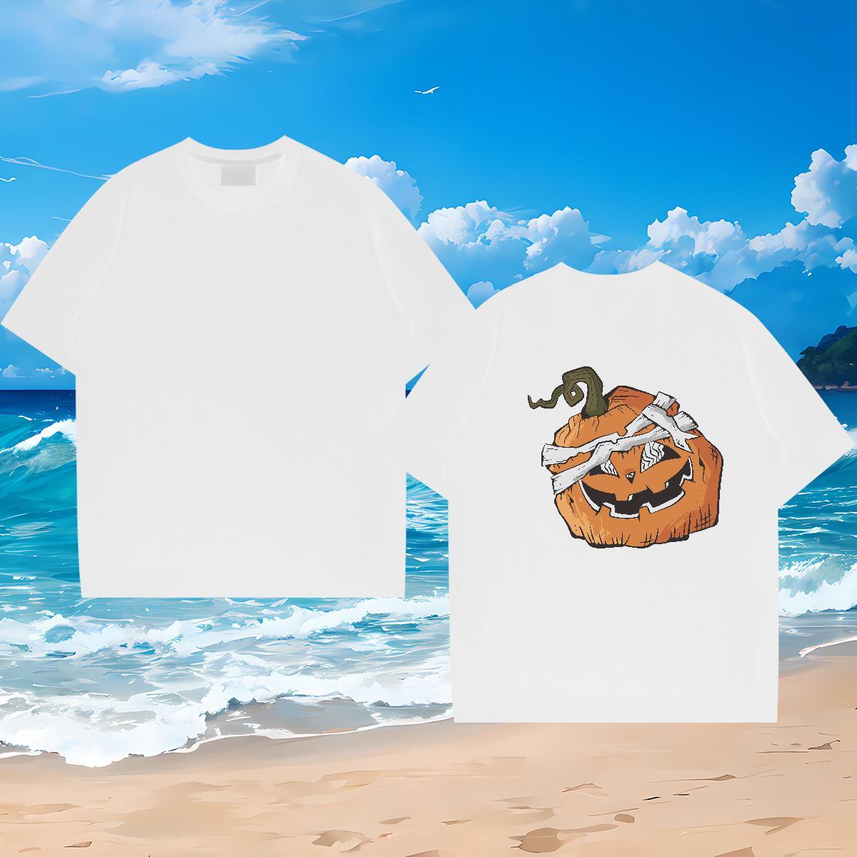 New Arrival Man T Shirts 230g Pure Cotton pumpkin Sports Casual Tshirts O Neck Short Sleeves Cool Men Tees Skull