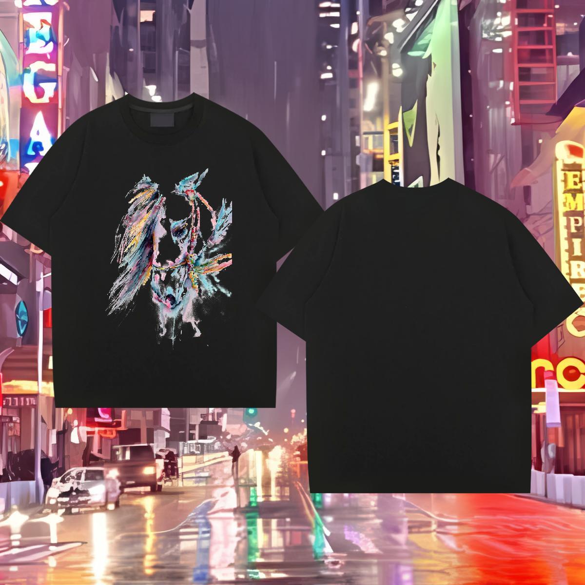 Fashion Designer T-Shirts 230g 100% Cotton horse High Street Hip Hop Top Tees Round Neck Short Sleeve Wholesale Tshirts Oversized 3XL 4XL