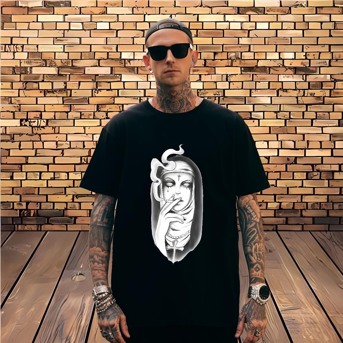 Man T Shirts 230g Cotton nun Summer Casual Pure Cotton Anime Couples T Shirts DIY Customized Soft Tees