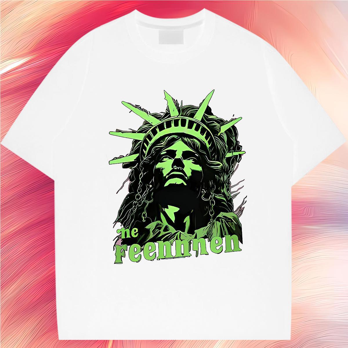 T Shirts Men 230g Cotton portrait Spring Summer Breathable Crew Neck Oversized 3XL 4XL Men Clothes T-Shirt 2024 DIY Soft Clothings