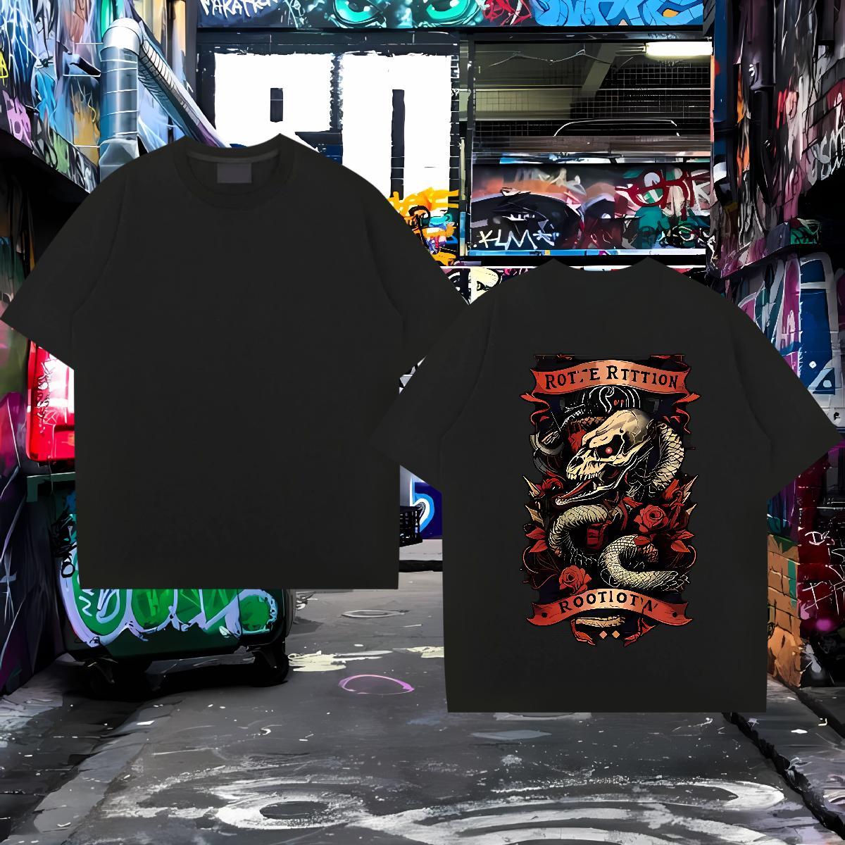 2024 Summer T Shirt For Man 230g Cotton snake Summer Casual Clothings Breathable Short Sleeve Classic Men Tees Customized Print