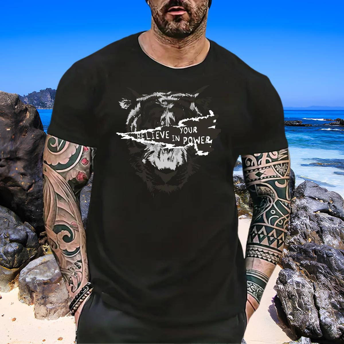 Comfortable Tshirts 100% Cotton 230g tiger Mens T Shirts Casual Breathable Short Sleeve Custom Printing Customized Tee Shirt