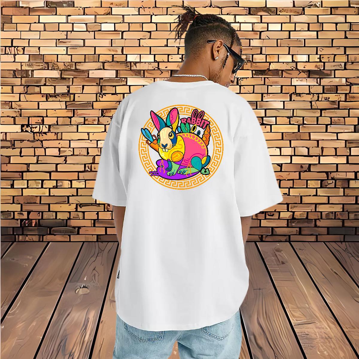 Stylist Man T Shirts 230g Cotton rabbit Street Wear Tees Shirts Crew Neck Brand Men Clothes T-Shirt Floral Print