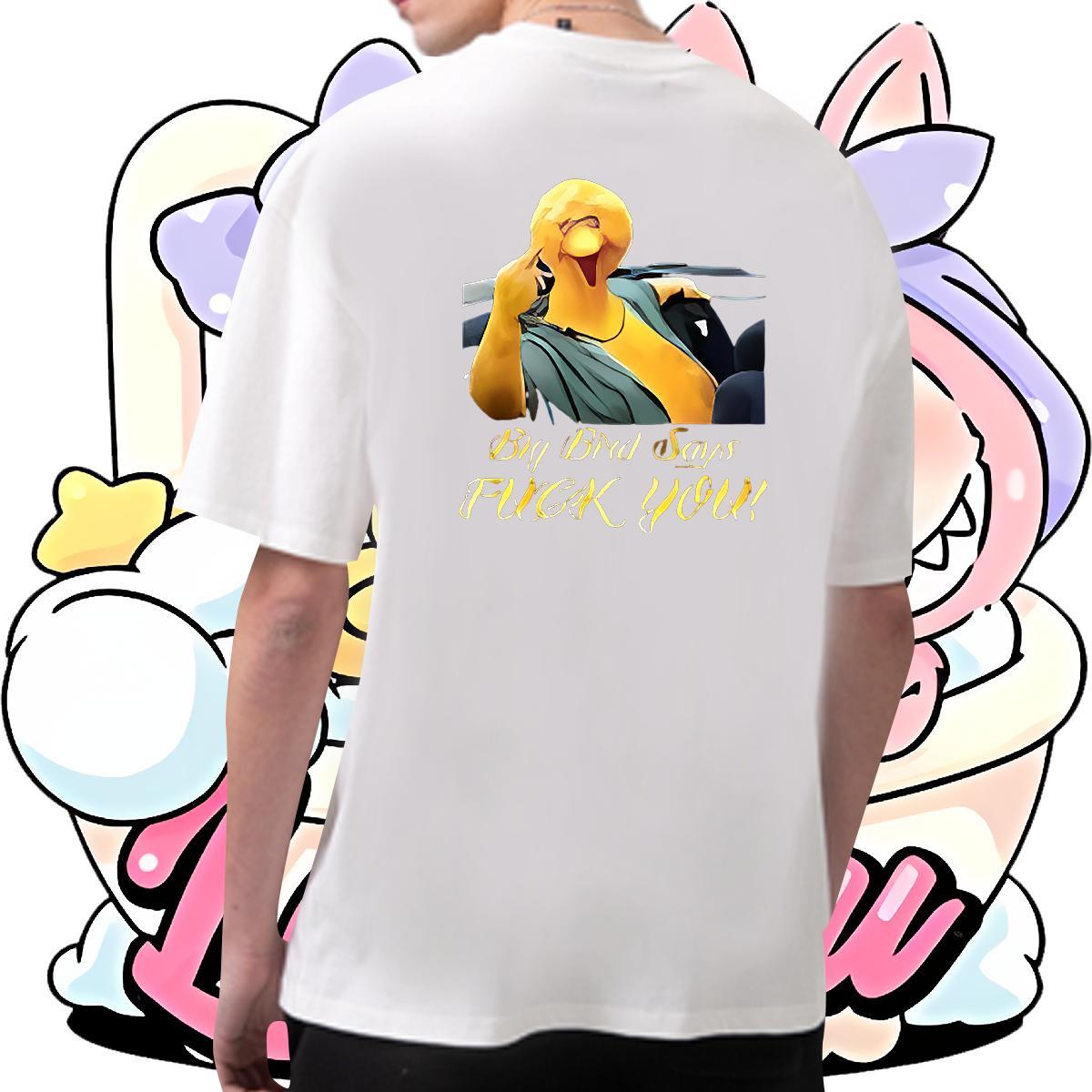 Casual New T Shirts Men 100% Cotton 230g bird Sport Tees Shirts Round Neck Short Sleeve Cool Tshirts Graphic