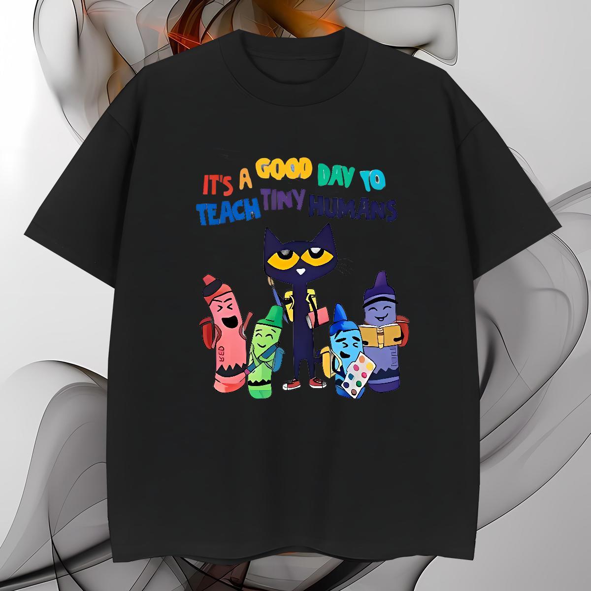 T Shirts Men 230g Cotton cat High Street Hip Hop Breathable Crew Neck DIY Anime Men Tshirts Fashion Designer Soft Tops