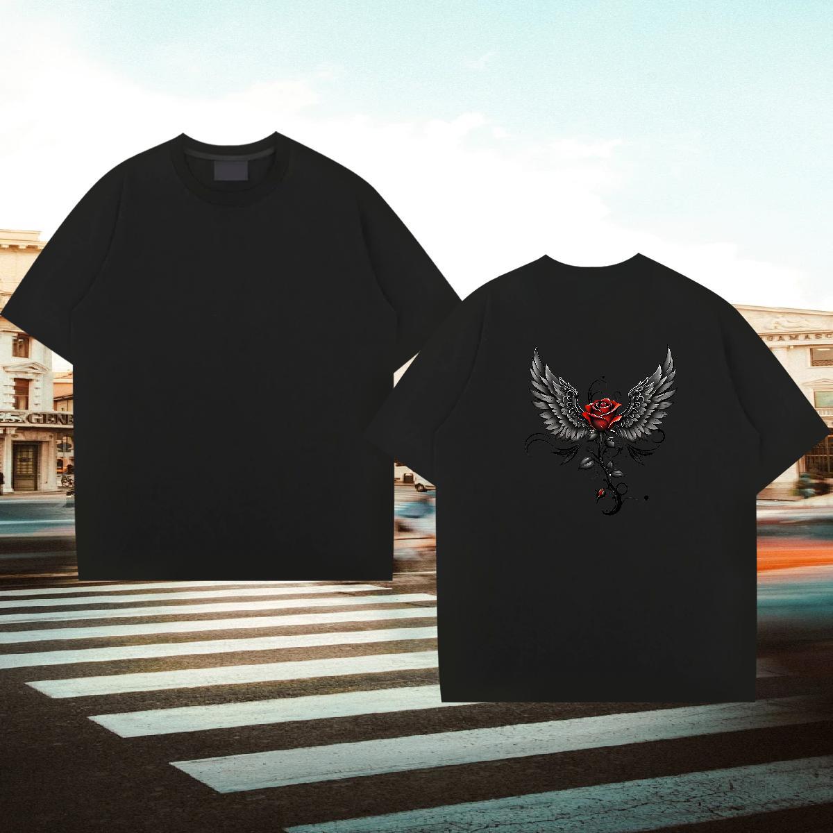 Fashion Men T Shirts 230g Cotton rose Street Wear Clothes Breathable Soft Loose Fit Men Clothes T-Shirt Custom Big Size