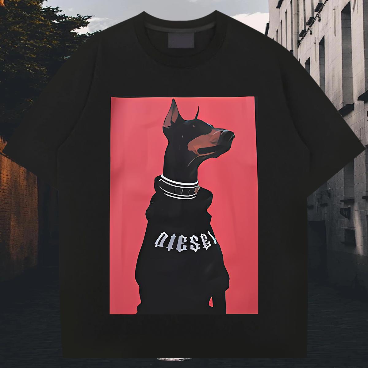 Free Shipping Tshirt for Man Woman 100% Cotton 230g Street wear Hip Hop dog Floral Print Breathable Crew Neck New T-Shirts Tshirts