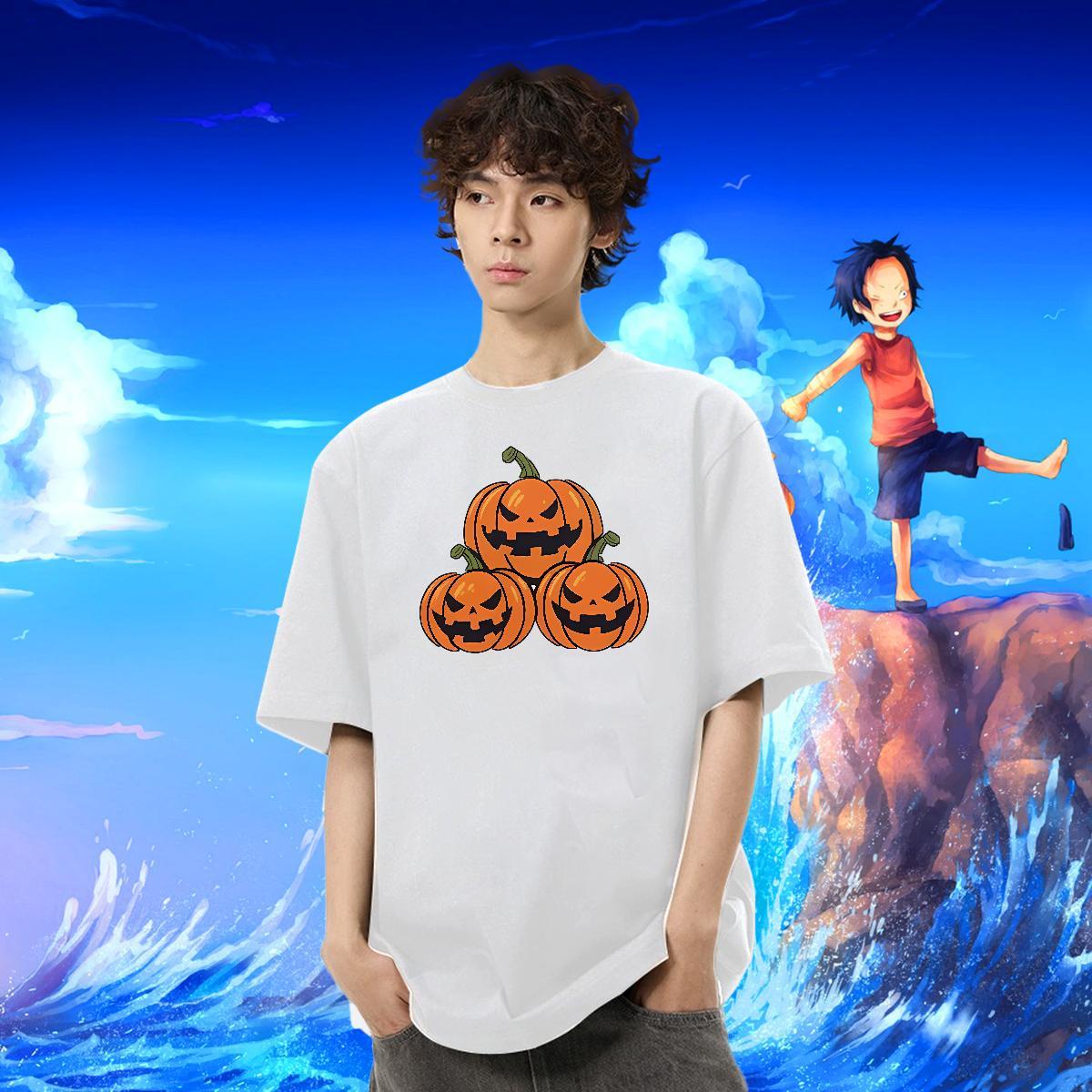 Custom Mens T Shirts 230g 100% Cotton halloween Spring Summer Clothings Breathable Crew Neck Comfortable Men Tops Tees Custom Print Plus Size