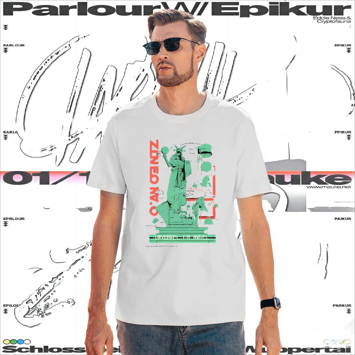 Brand Men Tops Tees 230g Pure Cotton the Statue of Liberty T-Shirts Street Wear Short Sleeve Soft Plus Size Cartoon Custom Polos