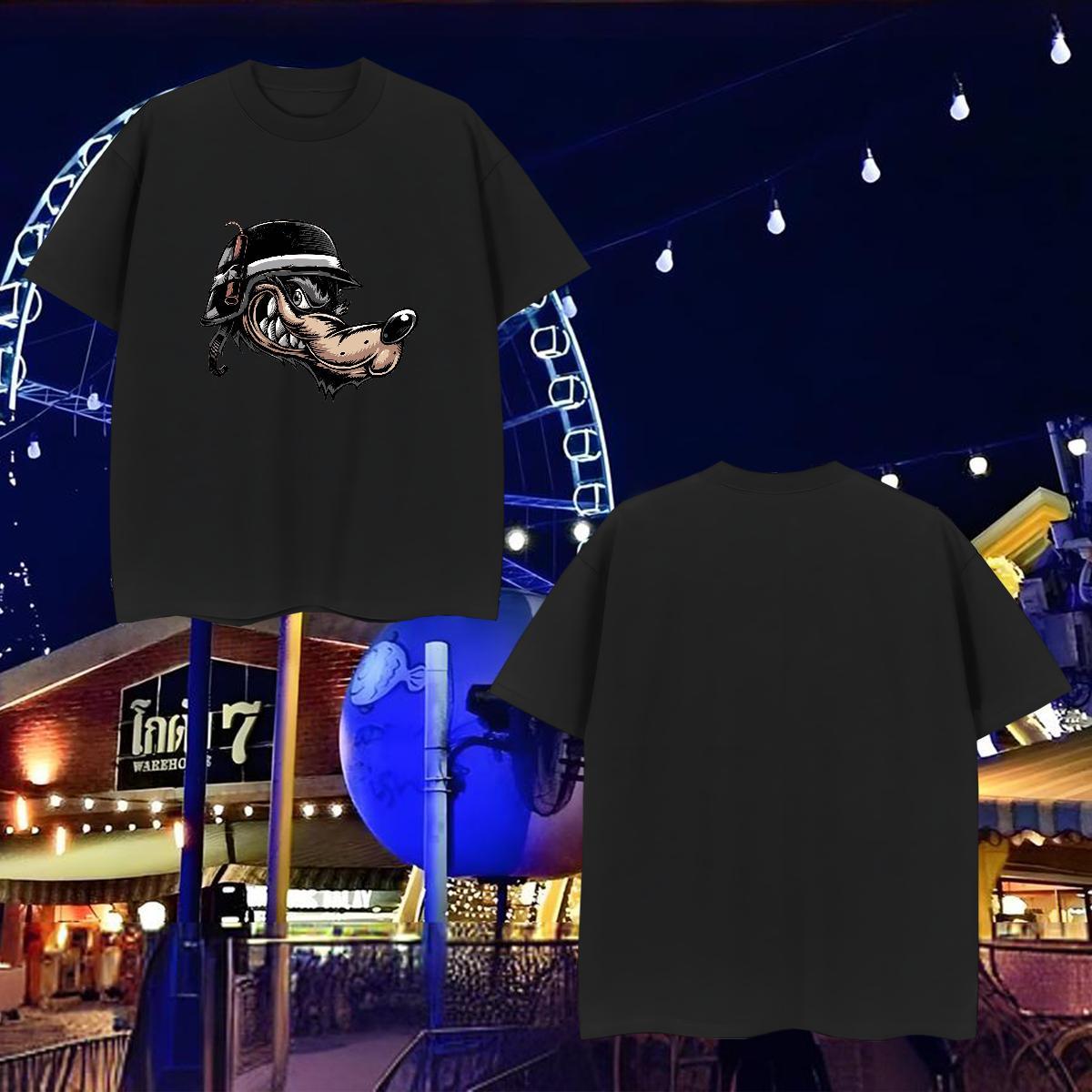 Casual New Men T Shirts 230g Cotton wolf Daily Outfit Wear O Neck Short Sleeves High Quality Men Tees Custom Printed