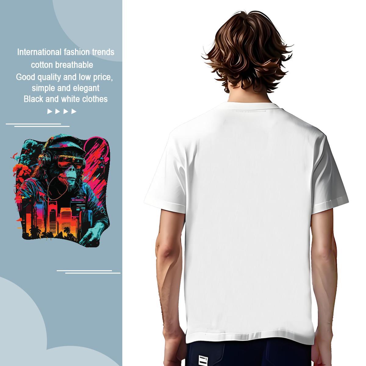 T shirt 230g 100% Cotton chimpanzee Home Outdoor Crew Neck Graphic Men Clothes T-Shirt Stylist Loose Fit Tees