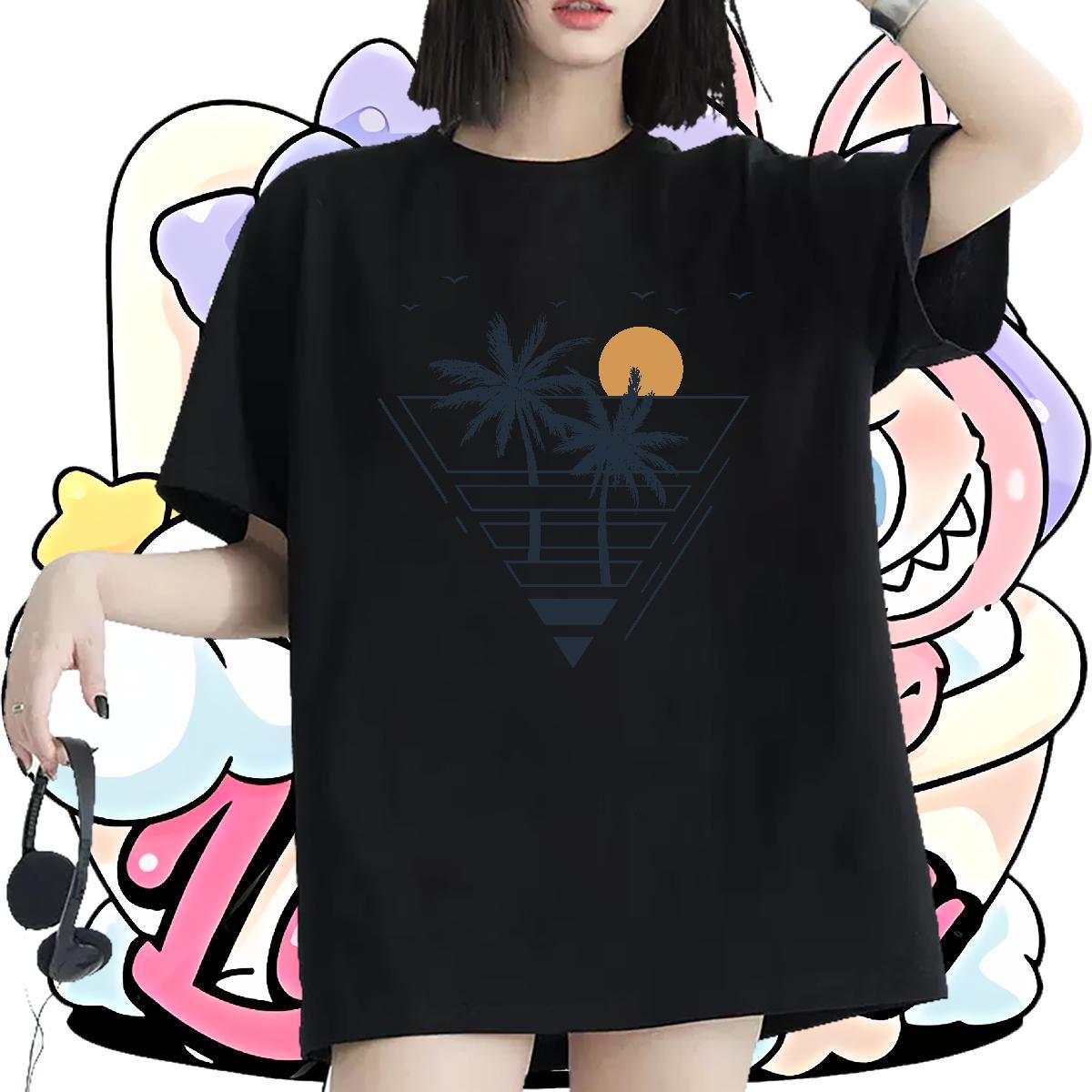 High quality T Shirts Women Short Sleeve O-Neck Couples T Shirts Cartoon Anime tree Street Casual 230g 100% Cotton DIY Clothings