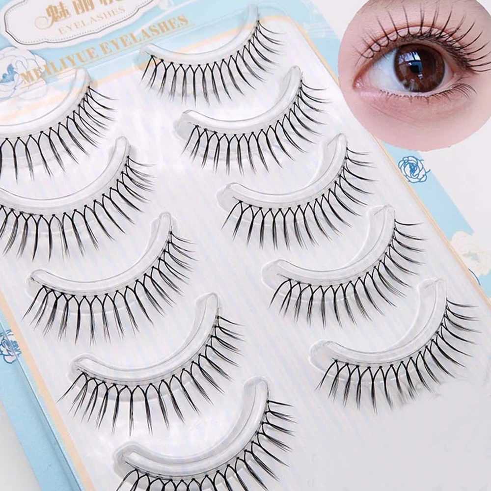 5/10 pairs of U-shaped false eyelashes natural eyelash extension Wispy reusable transparent manga Korean eye makeup idol Zhang Yuanying W240803