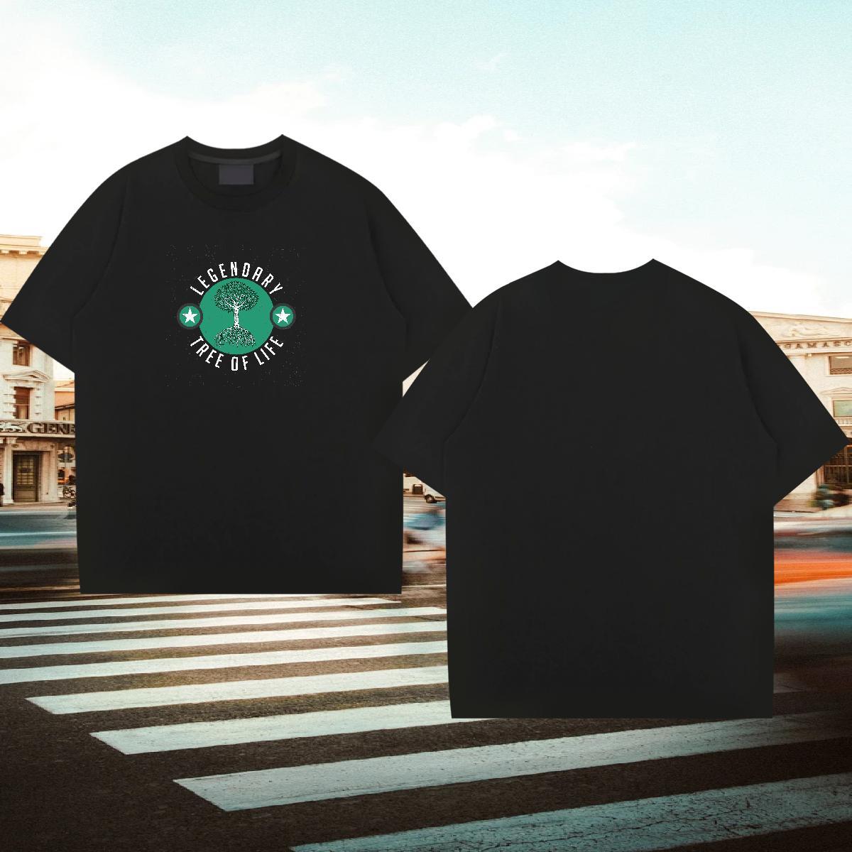 2024 T Shirts Men 230g 100% Cotton tree Street Casual Tops O-Neck Short Sleeve Unisex Men Tees DIY Anime