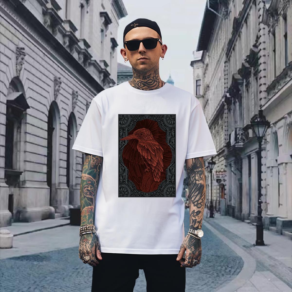 T-Shirts 230g Pure Cotton eagle Daily Outfit O Neck Short Sleeves Custom Cartoon Tshirts Wholesale Cool Design Tees Shirts