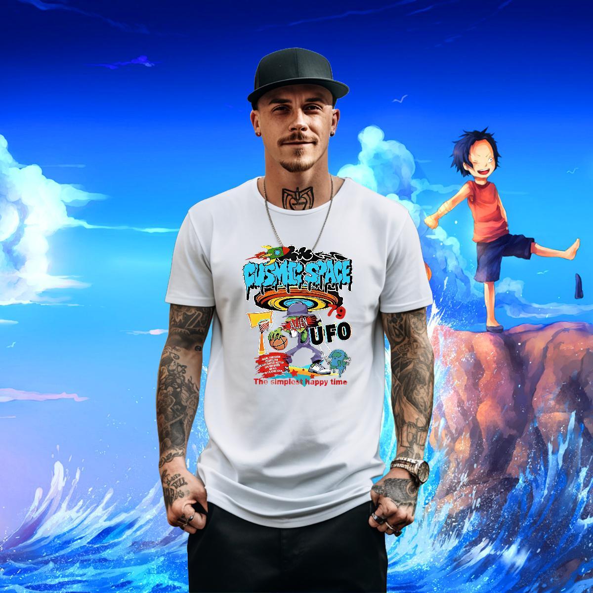 Comfortable Men Tops Tees 230g Pure Cotton Sports Casual earth Skull Breathable Free Shipping Mens T Shirts Clothes