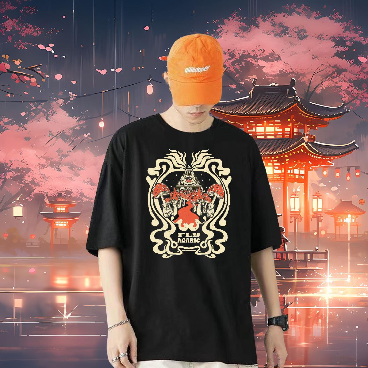 DIY Customized Men T Shirts 100% Cotton 230g mushroom Casual Beach Tshirts Short Sleeve O-Neck Designer Men Tees DIY Printed