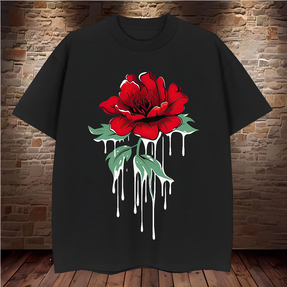 Designer Fashion Man T Shirts 100% Cotton 230g flower High Street Hip Hop Polos Round Neck Short Sleeve Classic Men Tees Customized Print