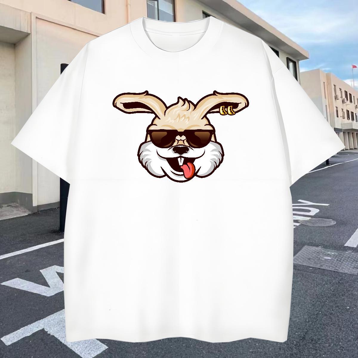 High Quality Men Tees 230g Cotton Street wear Hip Hop rabbit Graphic Pure Cotton Free Shipping Men T Shirts Clothes