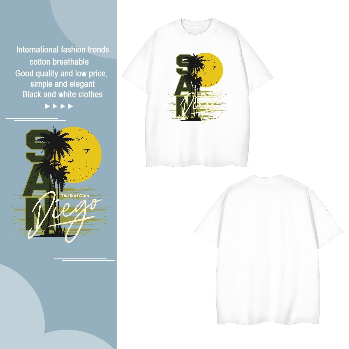 T-Shirts for Men 100% Cotton 230g sun Spring Summer Crew Neck Plus Size Cartoon Couples T Shirts 2024 Designer Comfortable Tshirts