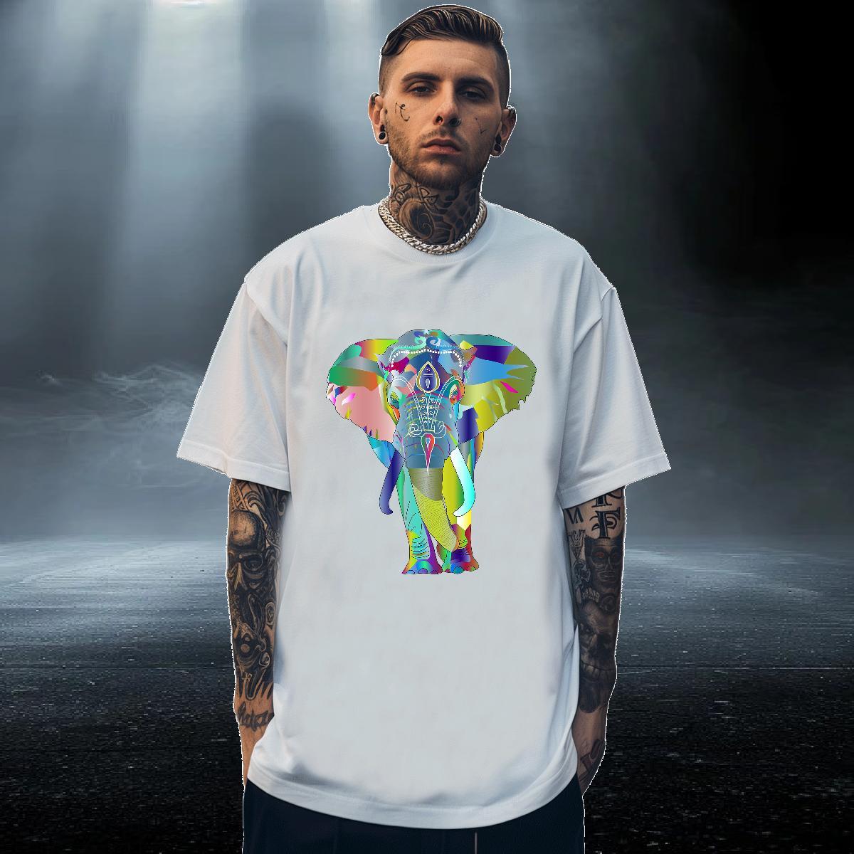 Loose Mens Tshirts 230g Cotton Casual Daily Wear Elephant Plus Size Custom Crew Neck Breathable 2024 New T Shirt For Man Tee Shirt