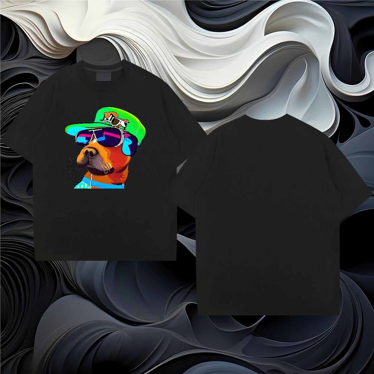 Free Shipping Mens T Shirts 100% Cotton 230g dog Summer Casual Tees Crew Neck Unisex Men Clothes T-Shirt Plus Size Custom