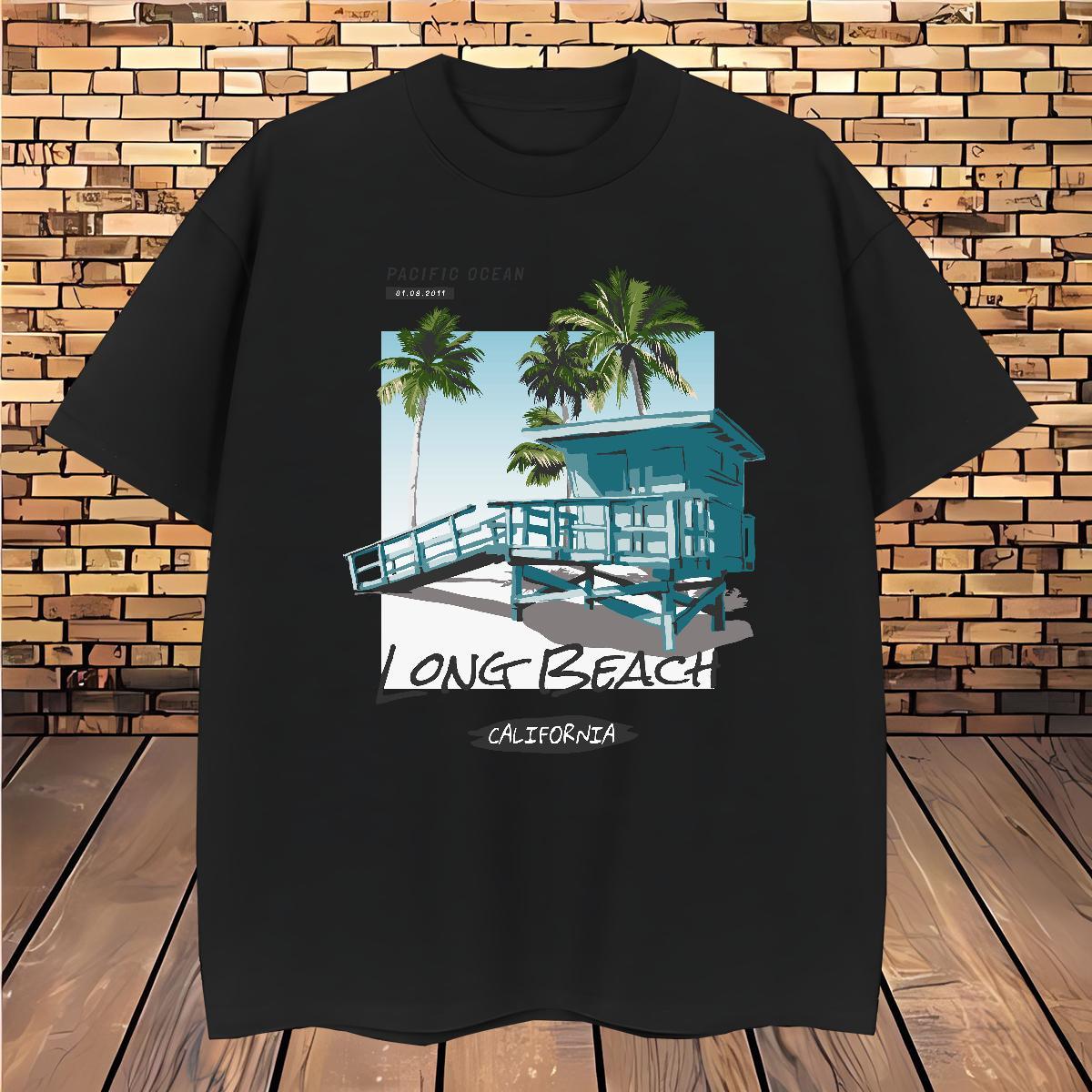 T Shirt For Man 100% Cotton 230g House Daily Outfit Breathable Floral Print Tshirts Designer Fashion Loose Tee Shirt