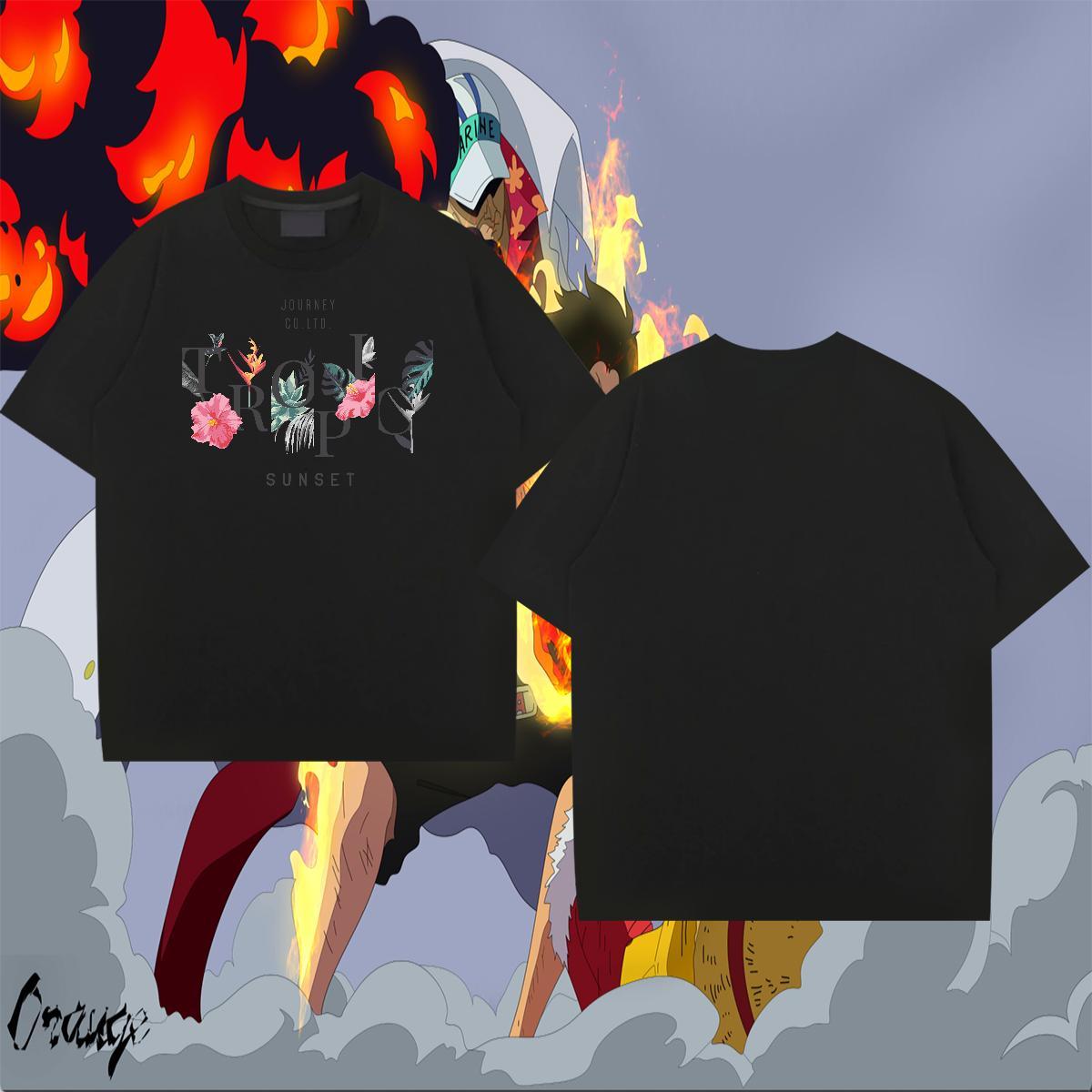 High Quality Tshirts 230g 100% Cotton Anime Printing Street flower Custom Big Size Breathable New Designer T-Shirts Tees Shirts