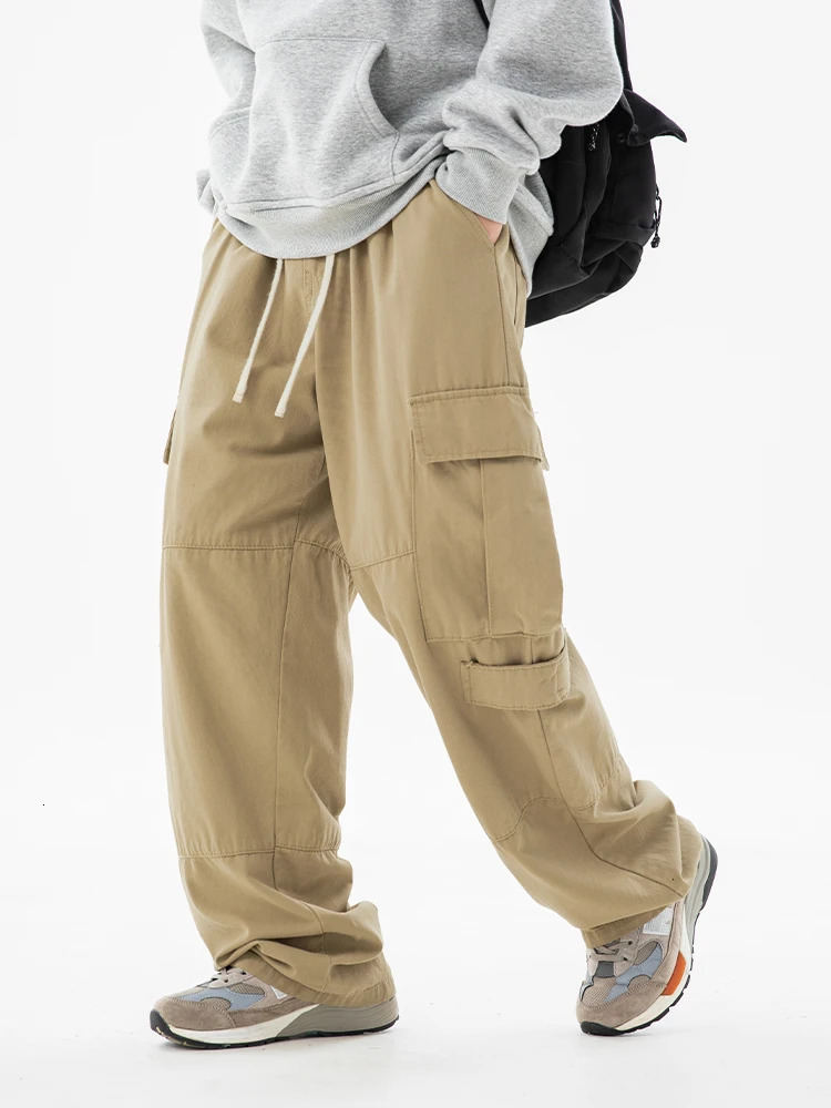 Cargo pants Cotton Loose Fashion Casual Pants Spliced Multi Pocket Outdoor Hiking Elastic Straight Leg Woman Sweatpa 240806
